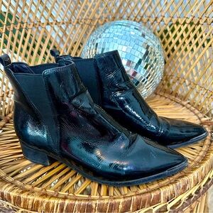 Marc Fisher Yale Pointy Toed Patent Leather Chelsea Bootie 7.5